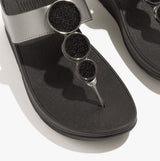 FitFlop HALO BEAD-CIRCLE METALLIC Womens Toe Post Pewter Black
