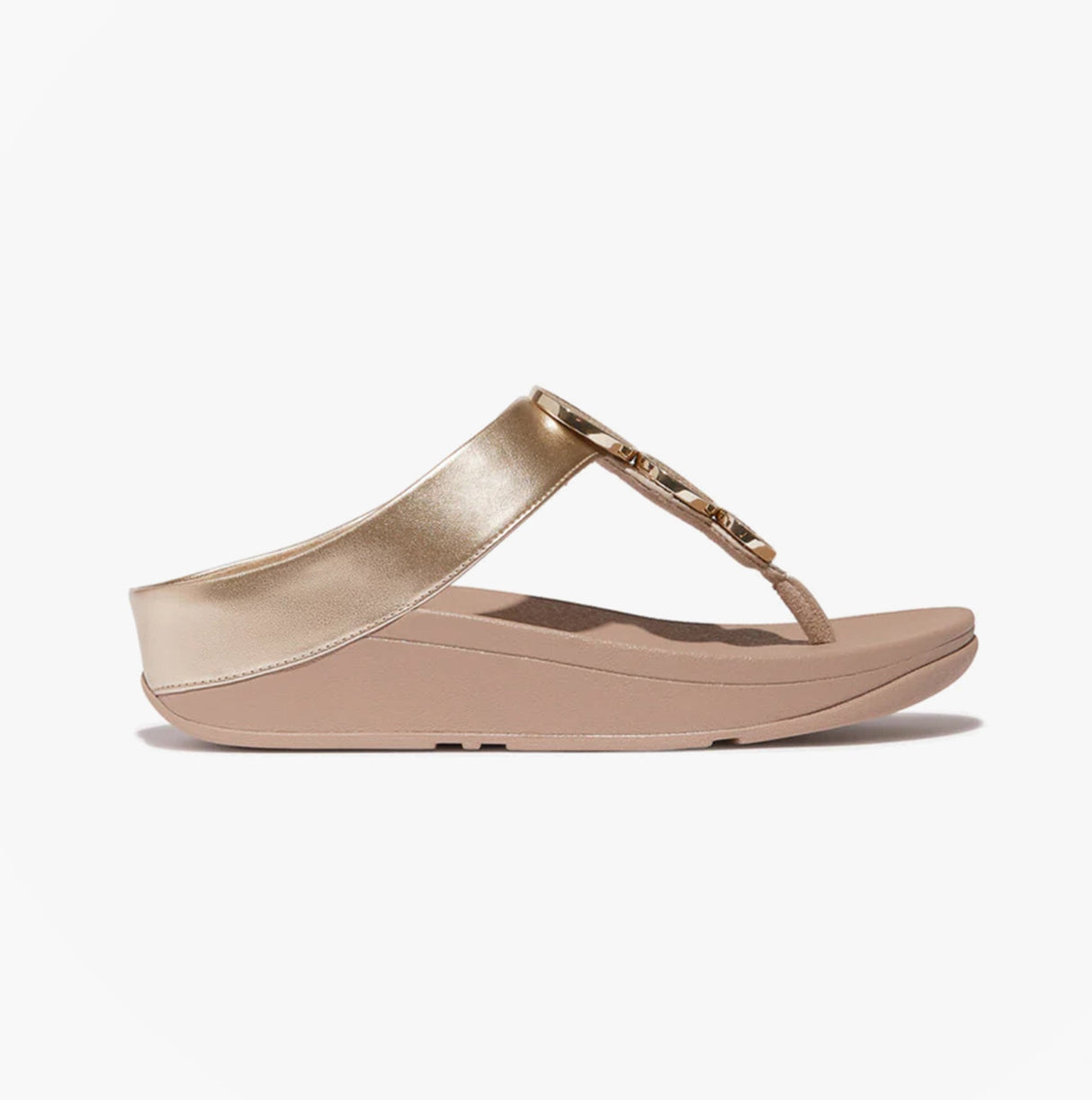 FitFlop HALO BEAD-CIRCLE Womens Toe Post Sandals Metallic Latte Beige