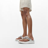 FitFlop F-MODE JEWEL-DELUXE Womens Toe Post Sandals Silver