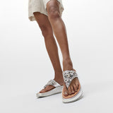 FitFlop F-MODE JEWEL-DELUXE Womens Toe Post Sandals Silver