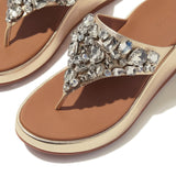 FitFlop F-MODE JEWEL-DELUXE Womens Toe Post Sandals Platino