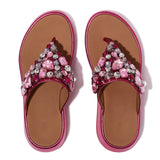 FitFlop F-MODE JEWEL-DELUXE Womens Toe Post Sandals Metallic Wild Raspberry