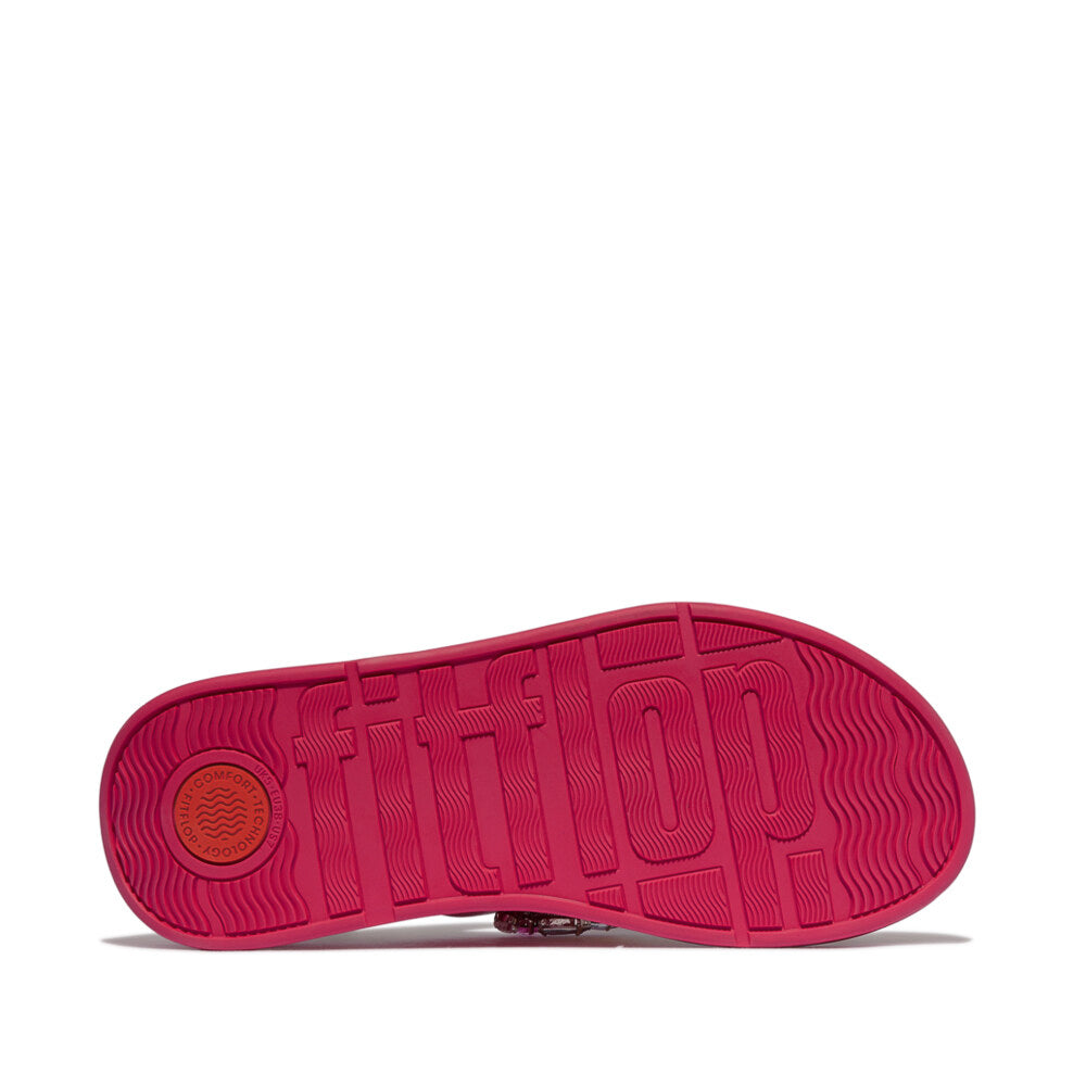 FitFlop F-MODE JEWEL-DELUXE Womens Toe Post Sandals Metallic Wild Raspberry