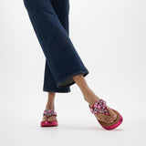 FitFlop F-MODE JEWEL-DELUXE Womens Toe Post Sandals Metallic Wild Raspberry