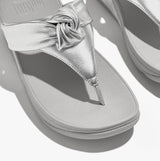 FitFlop LULU PADDED-KNOT METALLIC-LEATHER Womens Toe Post Sandals Silver