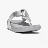 FitFlop LULU PADDED-KNOT METALLIC-LEATHER Womens Toe Post Sandals Silver