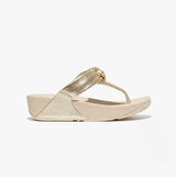 FitFlop LULU PADDED-KNOT METALLIC-LEATHER Womens Toe Post Sandals Platino