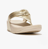 FitFlop LULU PADDED-KNOT METALLIC-LEATHER Womens Toe Post Sandals Platino