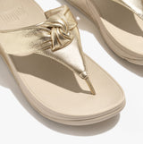 FitFlop LULU PADDED-KNOT METALLIC-LEATHER Womens Toe Post Sandals Platino