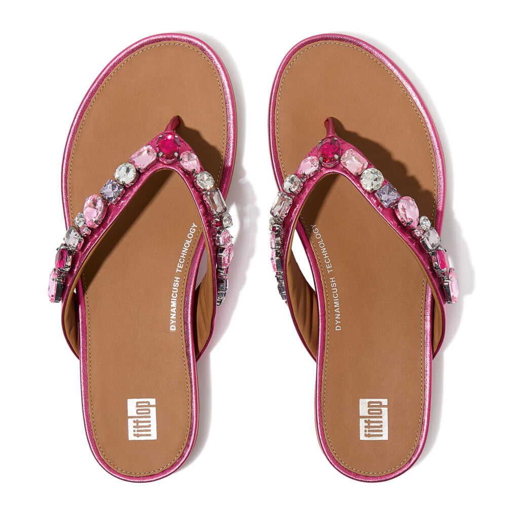 FitFlop GRACIE JEWEL-DELUXE Womens Flip Flops Metallic Wild Raspberry