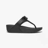 FitFlop LULU JEWEL-DELUXE LEATHER Womens Toe Post Sandals Black