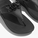 FitFlop LULU JEWEL-DELUXE LEATHER Womens Toe Post Sandals Black