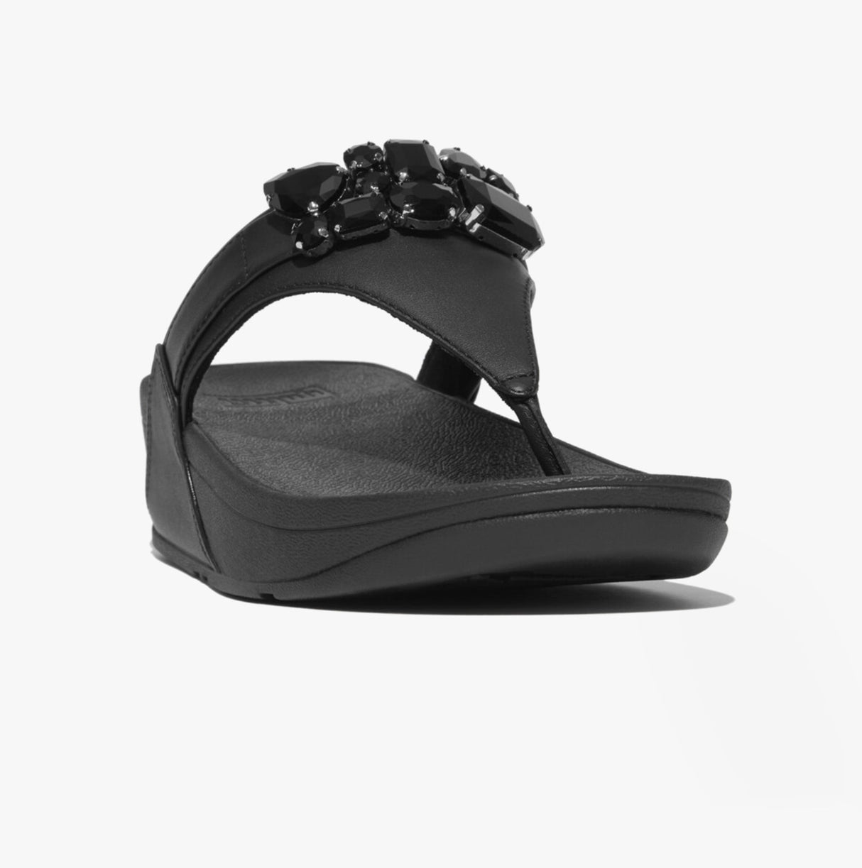 FitFlop LULU JEWEL-DELUXE LEATHER Womens Toe Post Sandals Black