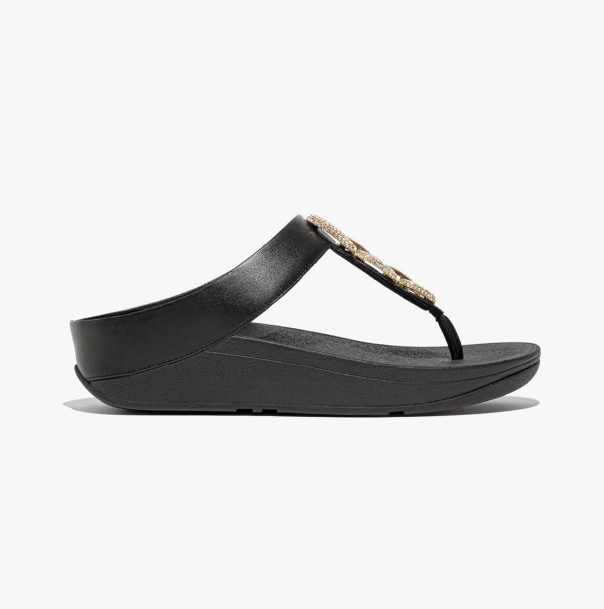 FitFlop FINO CRYSTAL-CHAIN Womens Toe Post Sandals Black