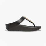 FitFlop FINO CRYSTAL-CHAIN Womens Toe Post Sandals Black