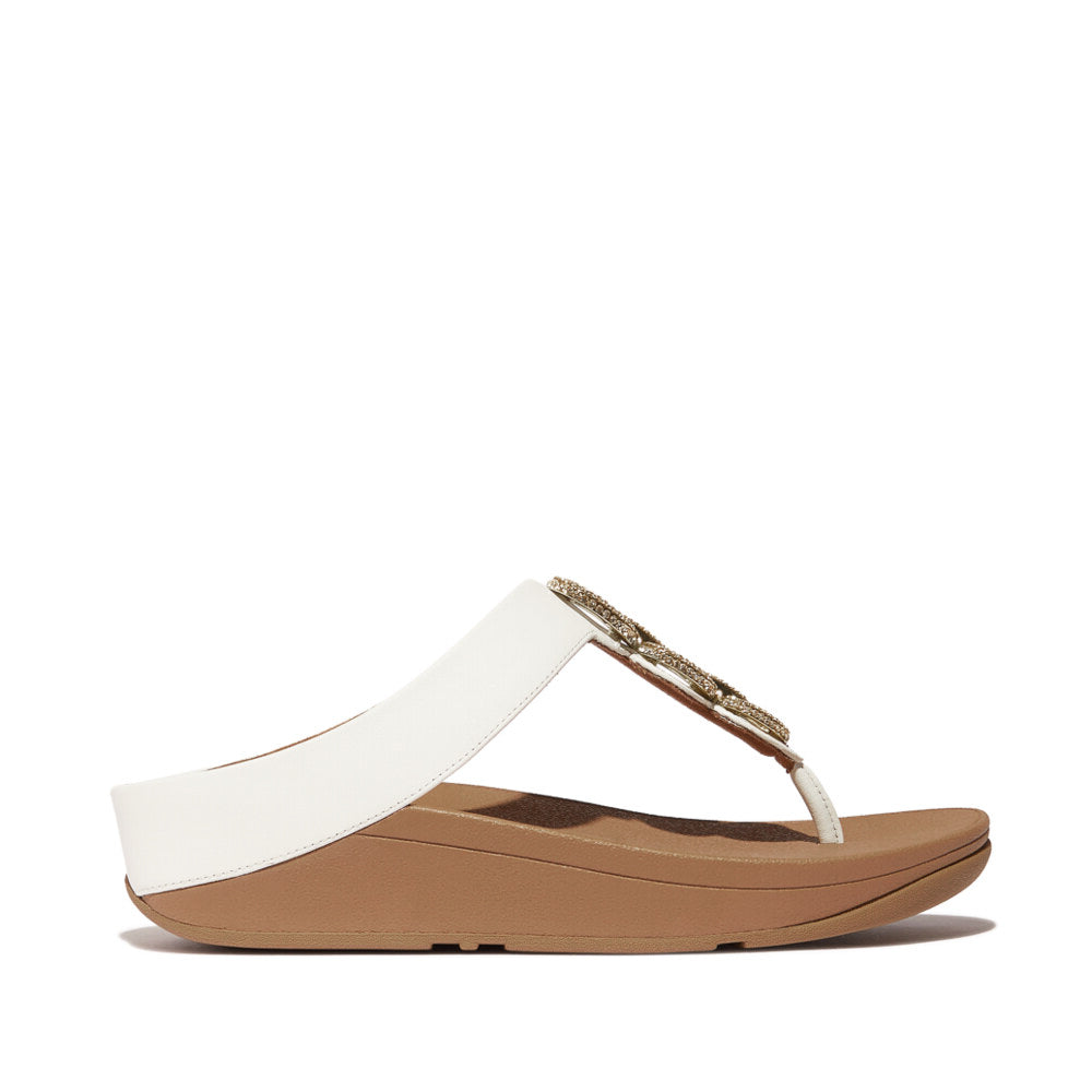 FitFlop FINO CRYSTAL-CHAIN Womens Toe Post Sandals Urban White
