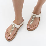 FitFlop FINO CRYSTAL-CHAIN Womens Toe Post Sandals Urban White