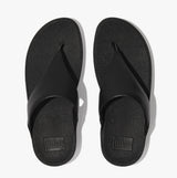 FitFlop LULU Womens Leather Toe Post Sandals Black