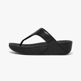 FitFlop LULU Womens Leather Toe Post Sandals Black