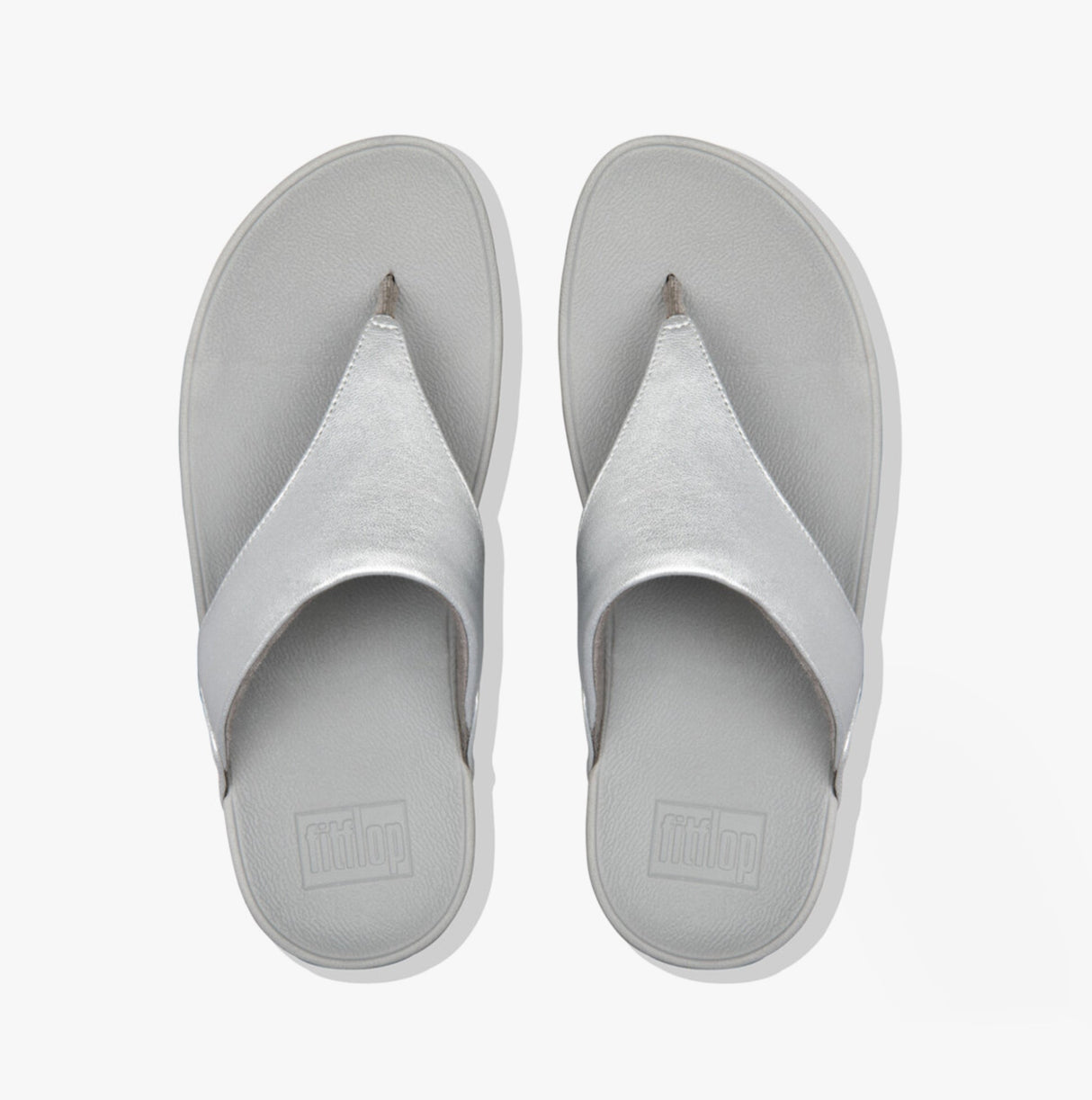 FitFlop LULU Womens Leather Toe-Post Sandals Silver