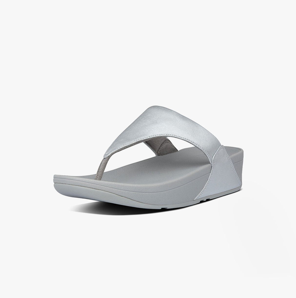 FitFlop LULU Womens Leather Toe-Post Sandals Silver