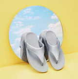 FitFlop LULU Womens Leather Toe-Post Sandals Silver