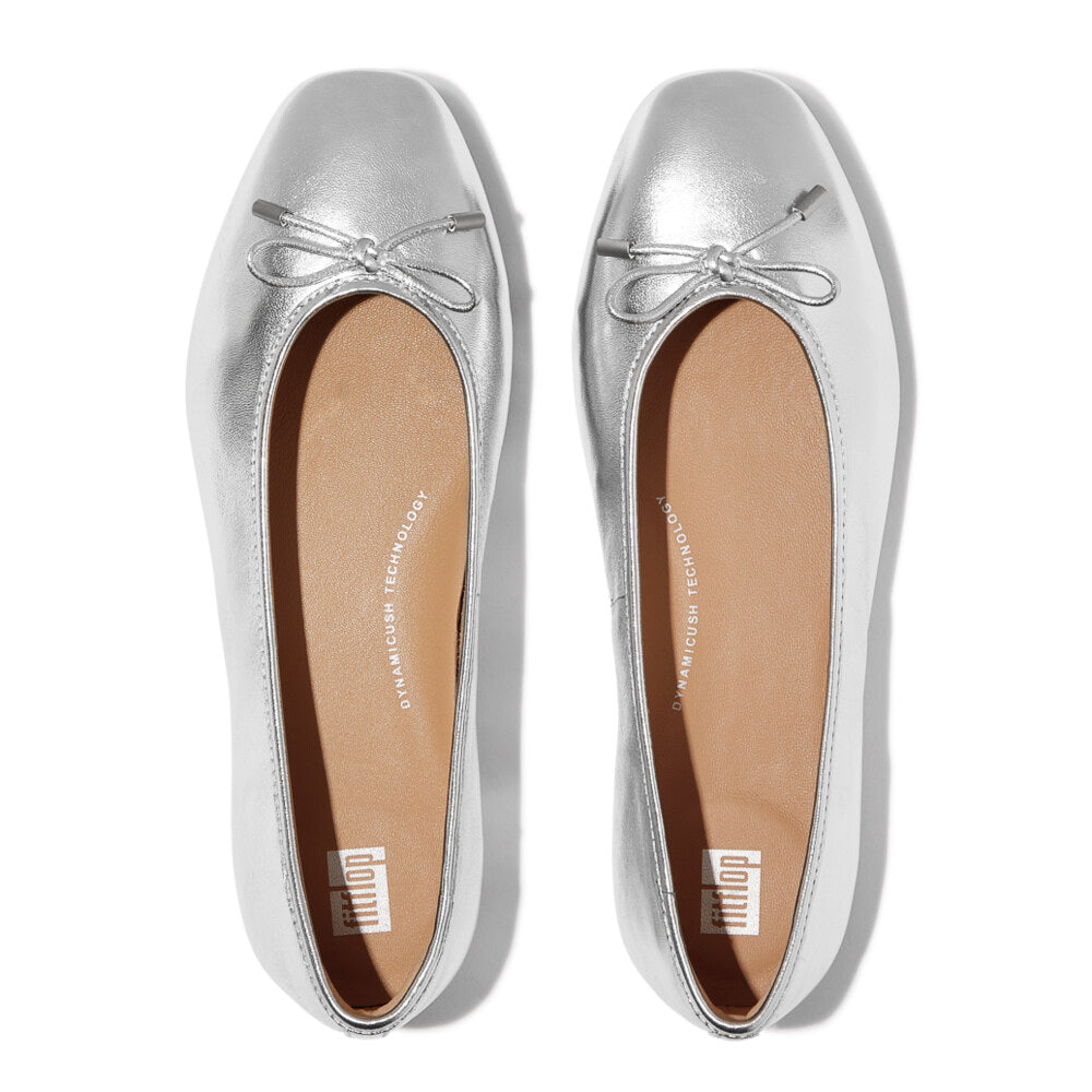 FitFlop DELICATO BOW SOFT Womens Ballet Flats Silver