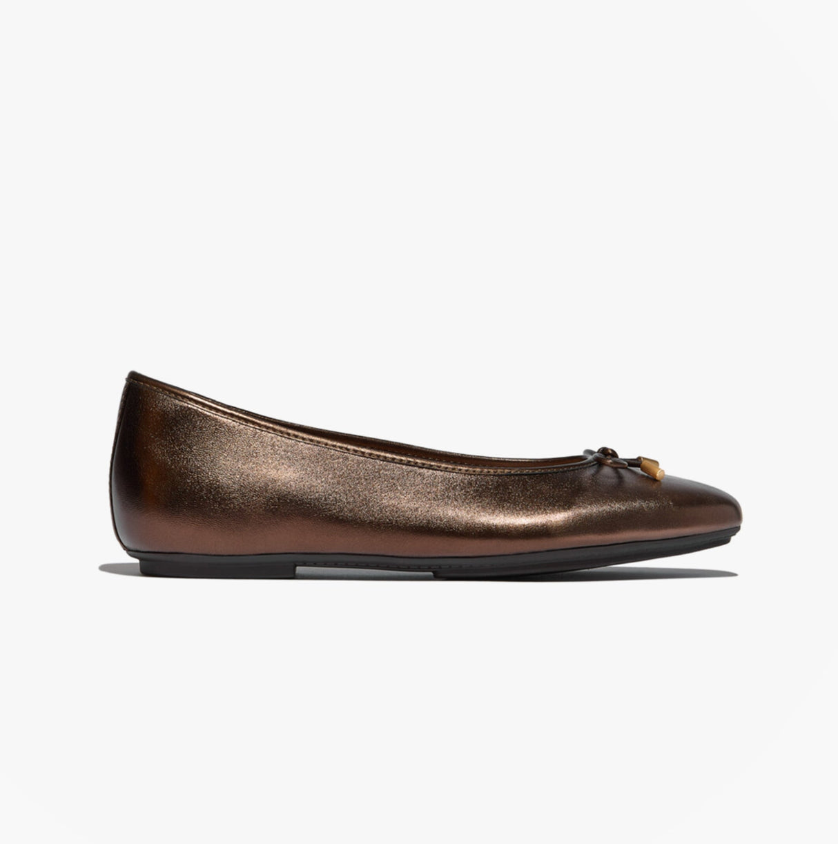 FitFlop DELICATO BOW SOFT METALLIC-LEATHER Ladies Ballet Flats Metallic Chocolate Brown