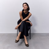 FitFlop DELICATO BOW SOFT METALLIC-LEATHER Ladies Ballet Flats Metallic Chocolate Brown