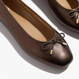 FitFlop DELICATO BOW SOFT METALLIC-LEATHER Ladies Ballet Flats Metallic Chocolate Brown