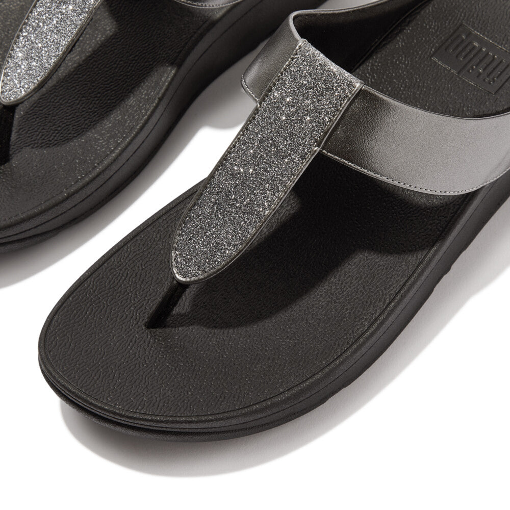 FitFlop FINO GLITTERDUST  METALLIC Womens Toe Post Sandals Pewter