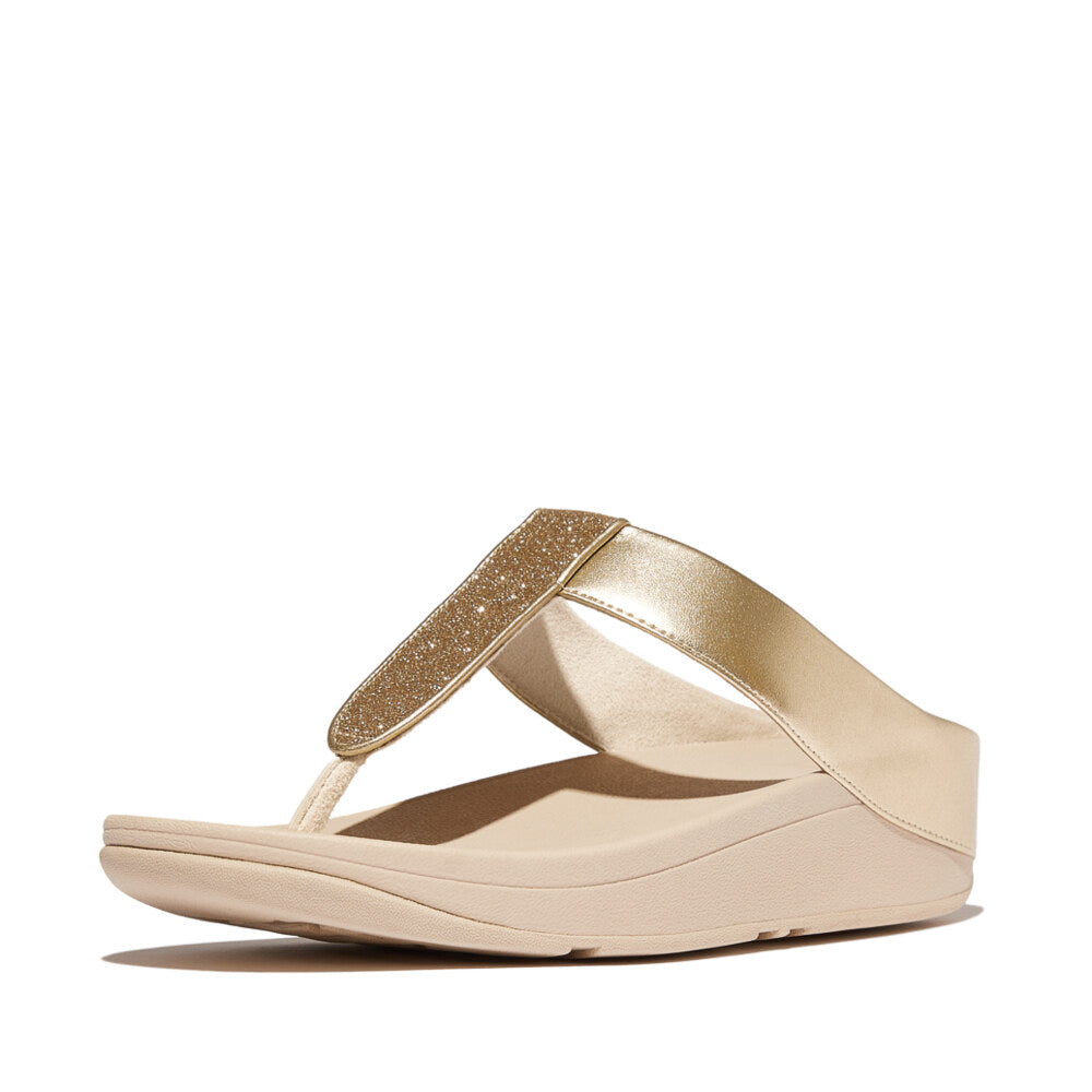 FitFlop FINO GLITTERDUST  METALLIC Womens Toe Post Sandals Platino
