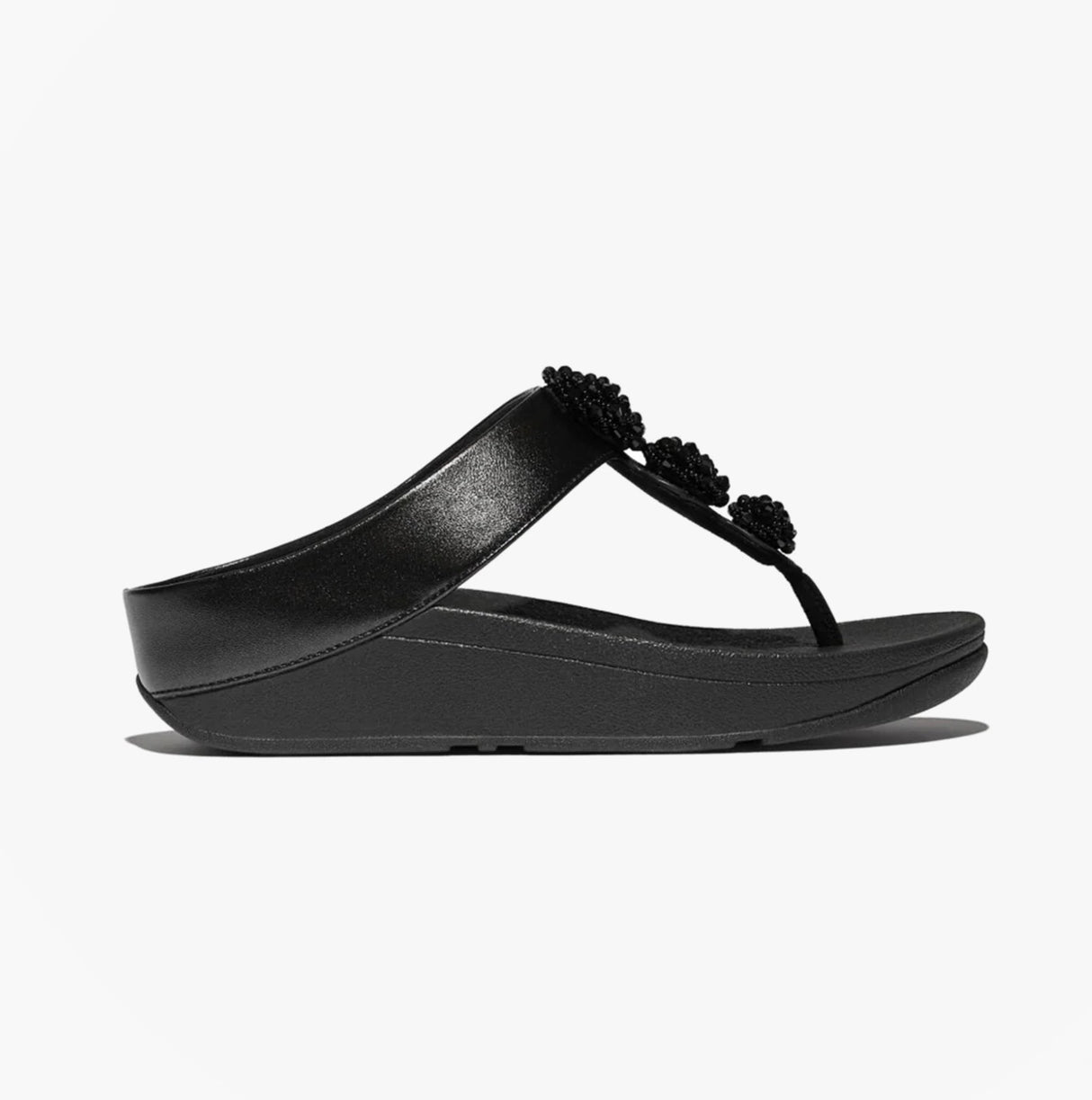 FitFlop FINO BEADIE-BUTTON Womens Toe Post Sandals Metallic Black