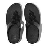 FitFlop FINO BEADIE-BUTTON Womens Toe Post Sandals Metallic Black