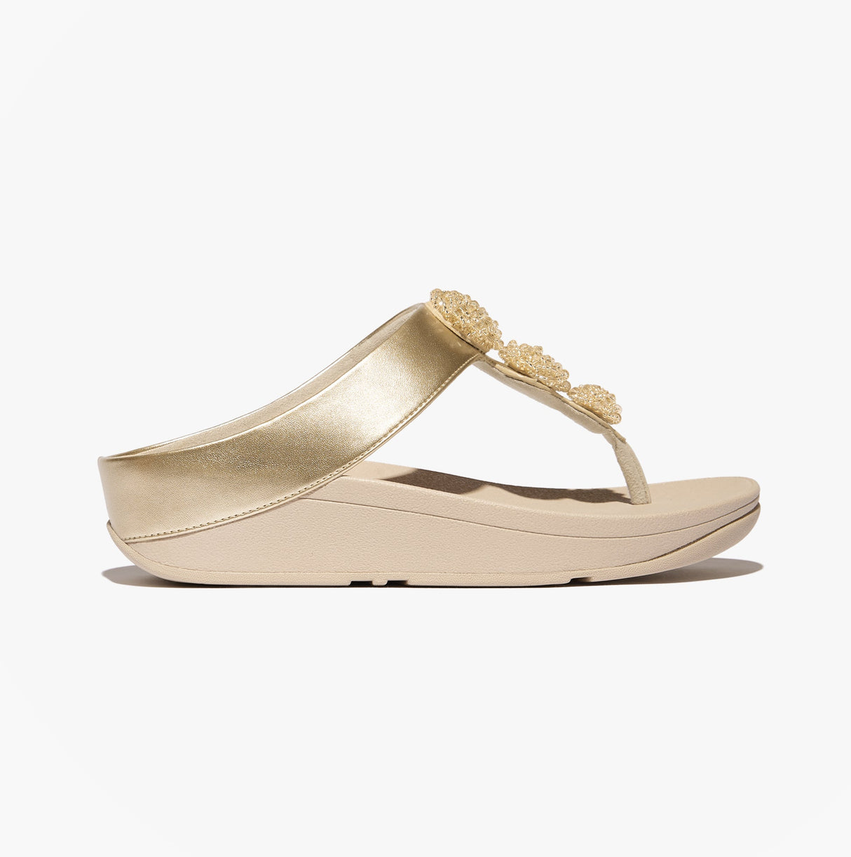 FitFlop FINO BEADIE-BUTTON Womens Toe Post Sandals Platino