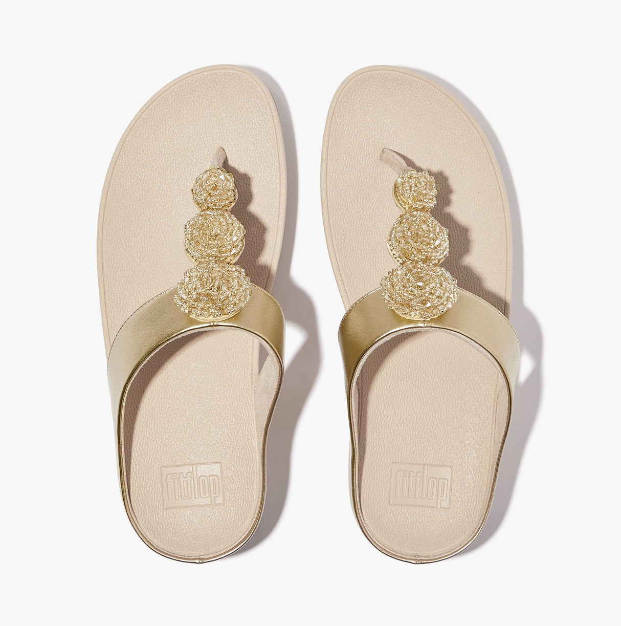 FitFlop FINO BEADIE-BUTTON Womens Toe Post Sandals Platino