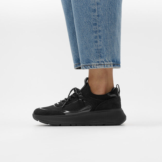 FitFlop F-MODE  SUEDE/KNIT Womens Trainers All Black