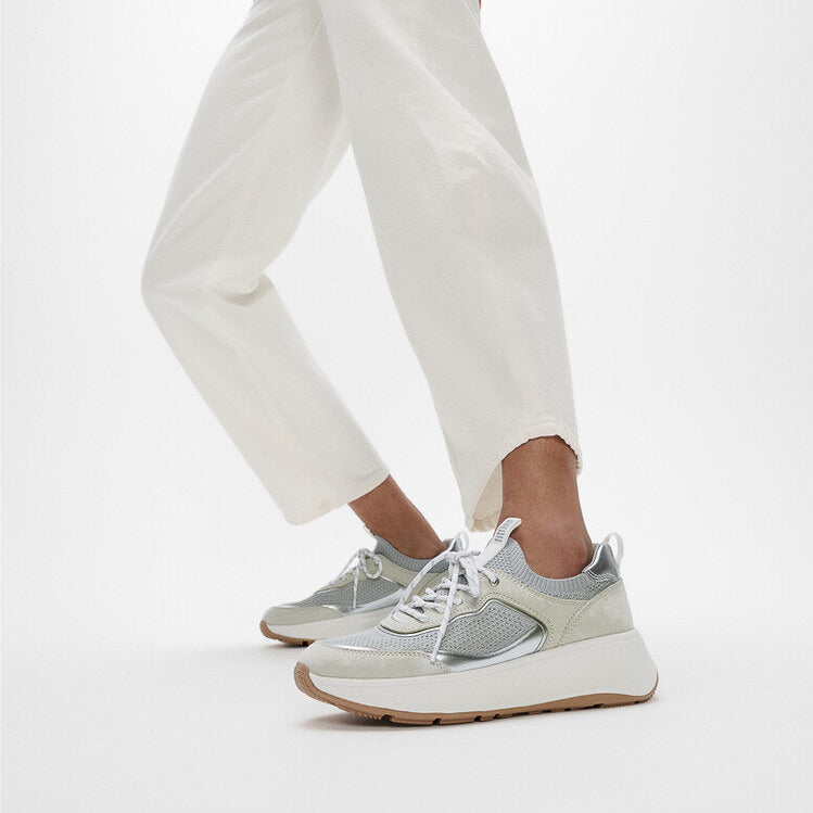 FitFlop F-MODE  SUEDE/KNIT Womens Trainers Urban White/French Grey