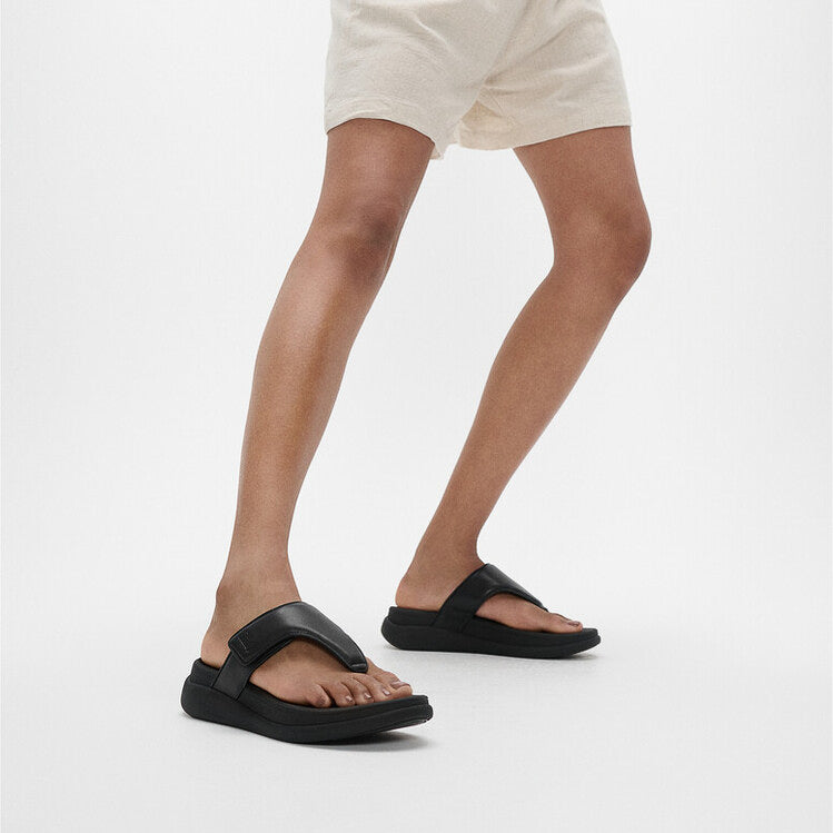 FitFlop F-MODE GO Womens Toe Post Sandals All Black