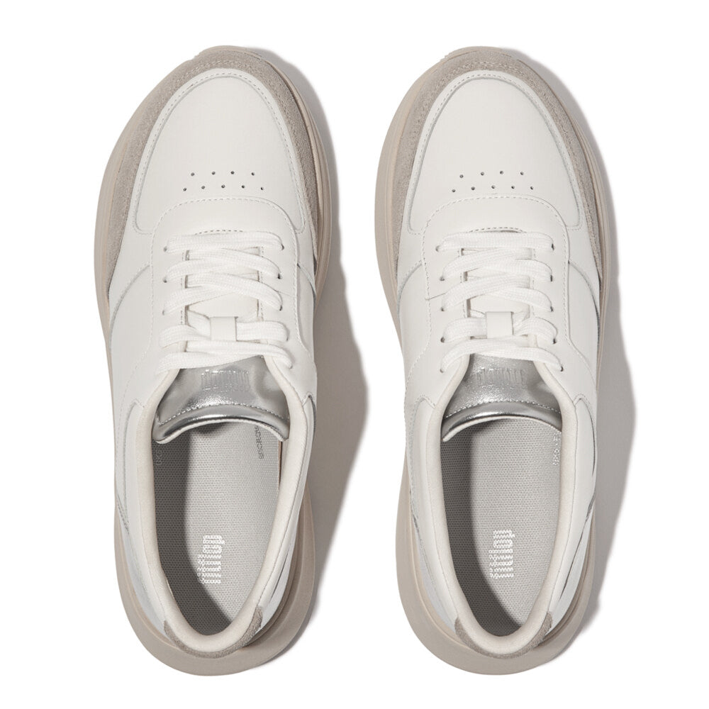 FitFlop F-MODE LEATHER Womens Trainers Urban White/Silver
