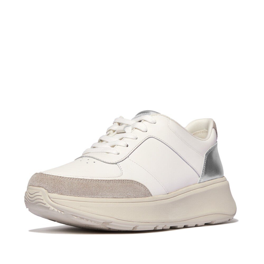 FitFlop F-MODE LEATHER Womens Trainers Urban White/Silver