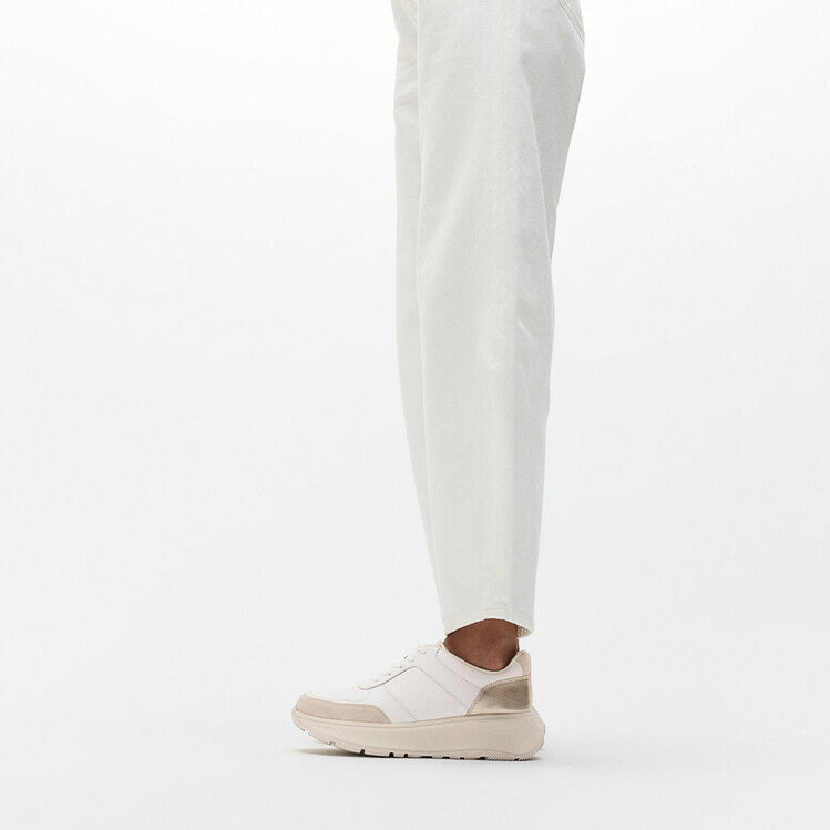 FitFlop F-MODE LEATHER Womens Trainers Urban White/Platino