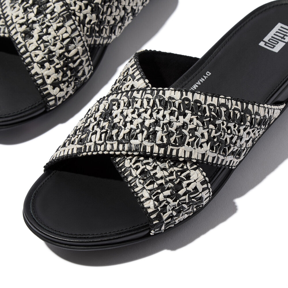 FitFlop GRACIE WOVEN Womens Slides Black/Ivory Mix