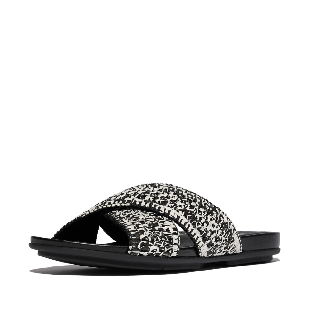FitFlop GRACIE WOVEN Womens Slides Black/Ivory Mix