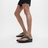 FitFlop LULU CRYSTAL-MIX Womens Toe Post Sandals All Black