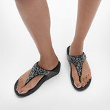 FitFlop LULU CRYSTAL-MIX Womens Toe Post Sandals All Black