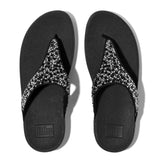 FitFlop LULU CRYSTAL-MIX Womens Toe Post Sandals All Black