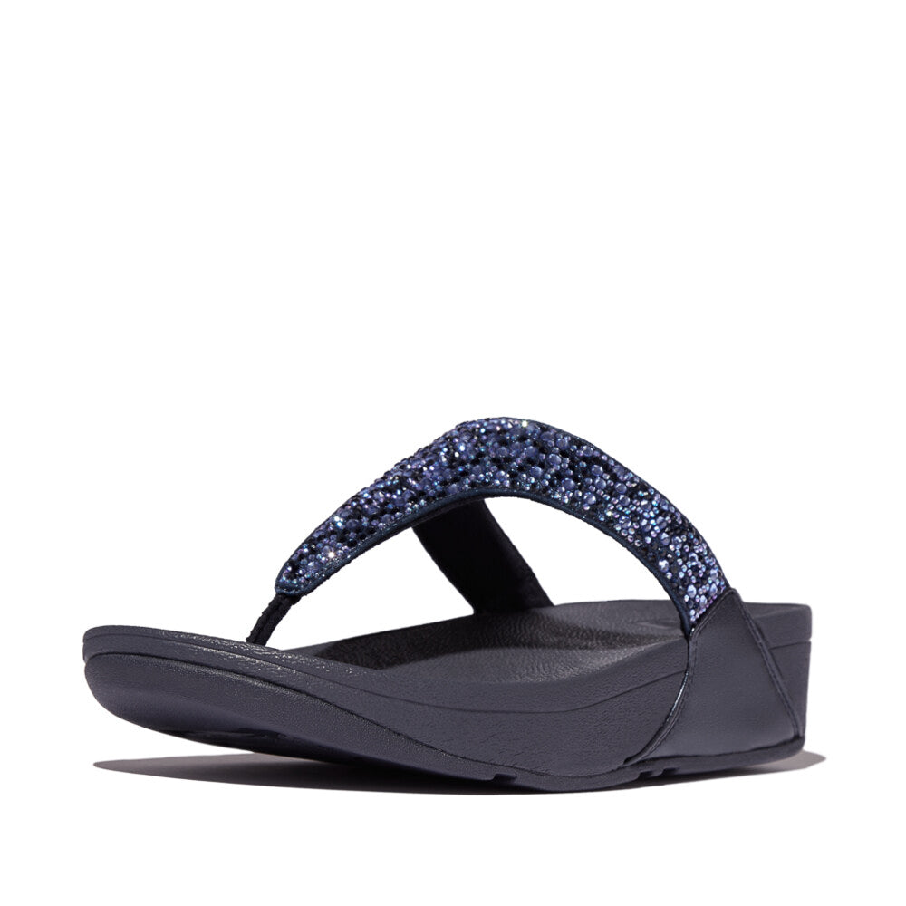 FitFlop LULU CRYSTAL-MIX Womens Toe Post Sandals Midnight Navy