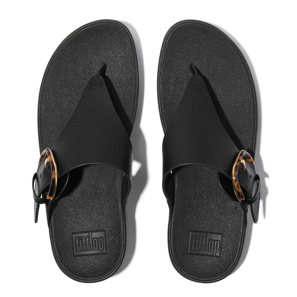 FitFlop LULU RESIN-BUCKLE Womens Toe Post Sandals All Black