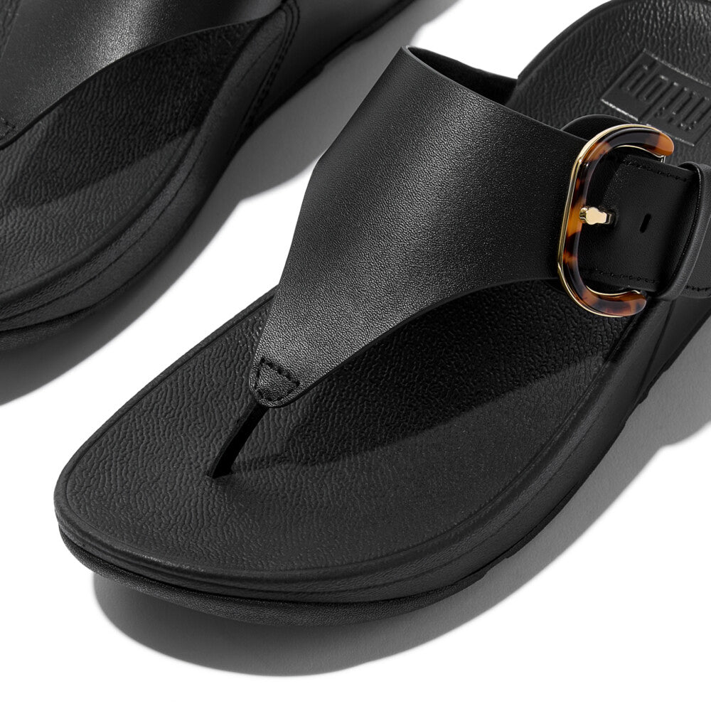 FitFlop LULU RESIN-BUCKLE Womens Toe Post Sandals All Black